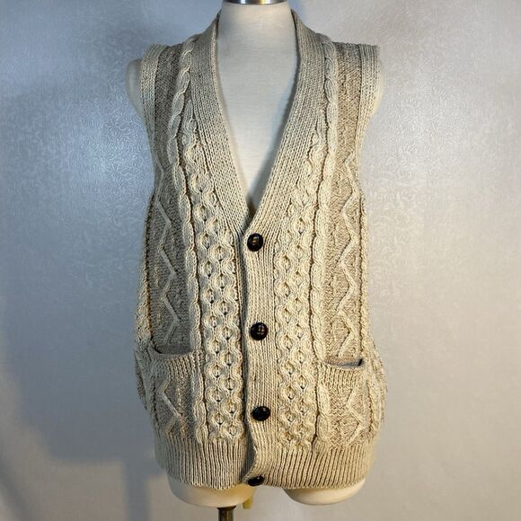 Aran Woollen Mills Mens M Wool Sweater Vest - Picture 9 of 11